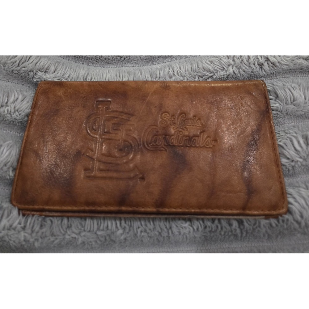 St Louis Cardinals Brown Genuine Leather Checkbook Cover Wallet MLB Baseball